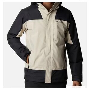 Columbia Men's Electric Peak Interchange 3 in 1 Hooded Ski coat Tan black Large